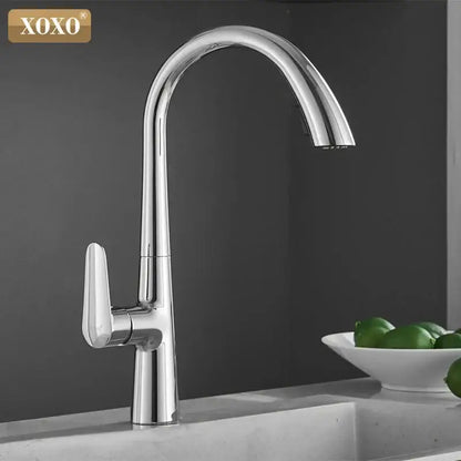 Chrome finished xoxo brand kitchen faucet with sleek curved spout single handle decorbites black single handle design