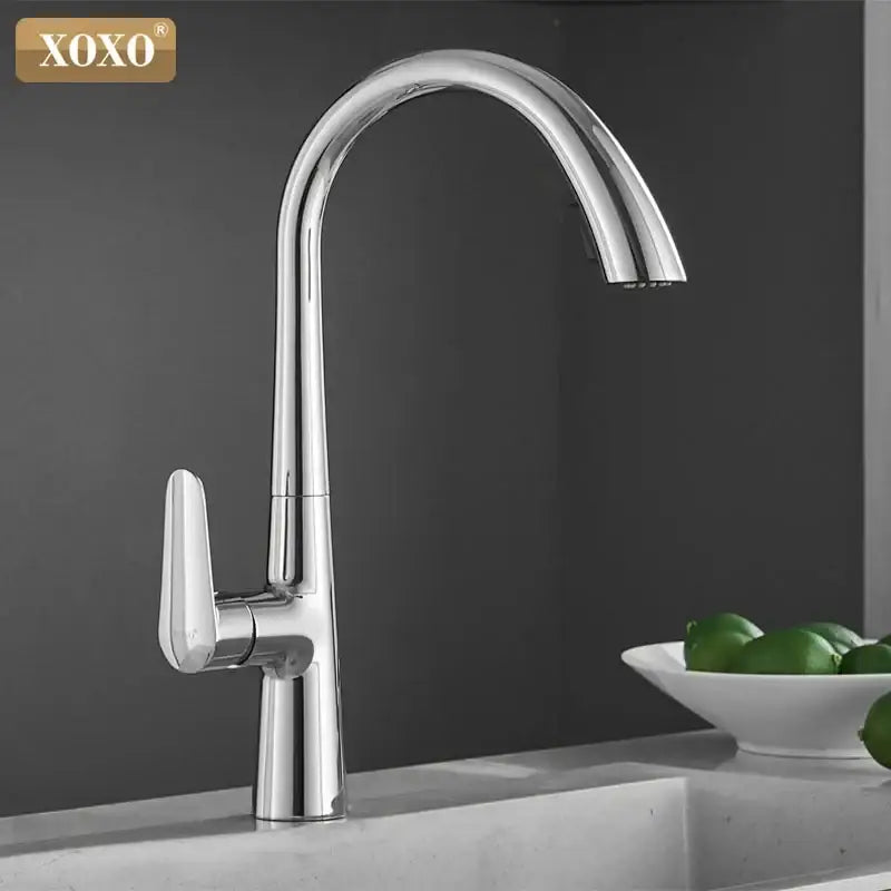 Chrome finished xoxo brand kitchen faucet with sleek curved spout single handle decorbites black single handle design