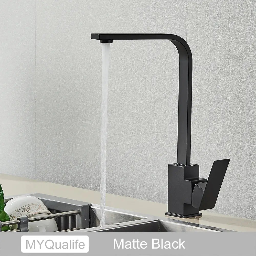 Modern matte black square kitchen faucet with sleek angular design decorbites black square kitchen mixer tap