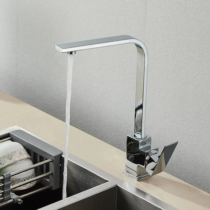 Modern matte black square kitchen faucet with chrome finish and high-arc spout for decorbites black square kitchen