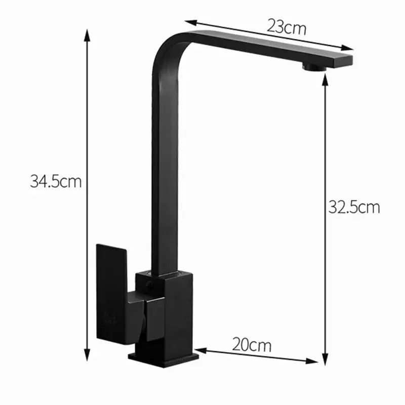 Modern matte black square kitchen faucet with black matte finish, sleek curved spout, and rectangular handle by decorbites black square