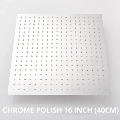 Modern matte black 16 inch chrome square rainfall shower head with diamond shaped nozzles for bathroom use