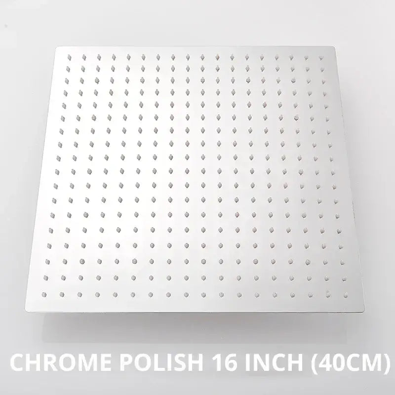 Modern matte black 16 inch chrome square rainfall shower head with diamond shaped nozzles for bathroom use