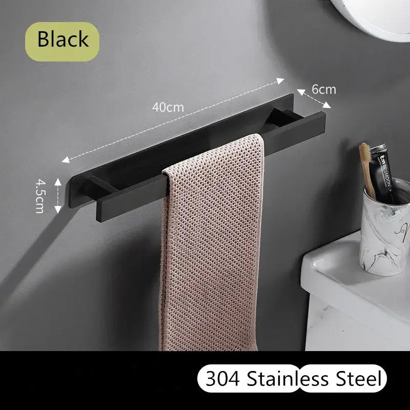 Modern matte black steel towel rack made of 304 stainless steel by decorbites black steel for bathroom use