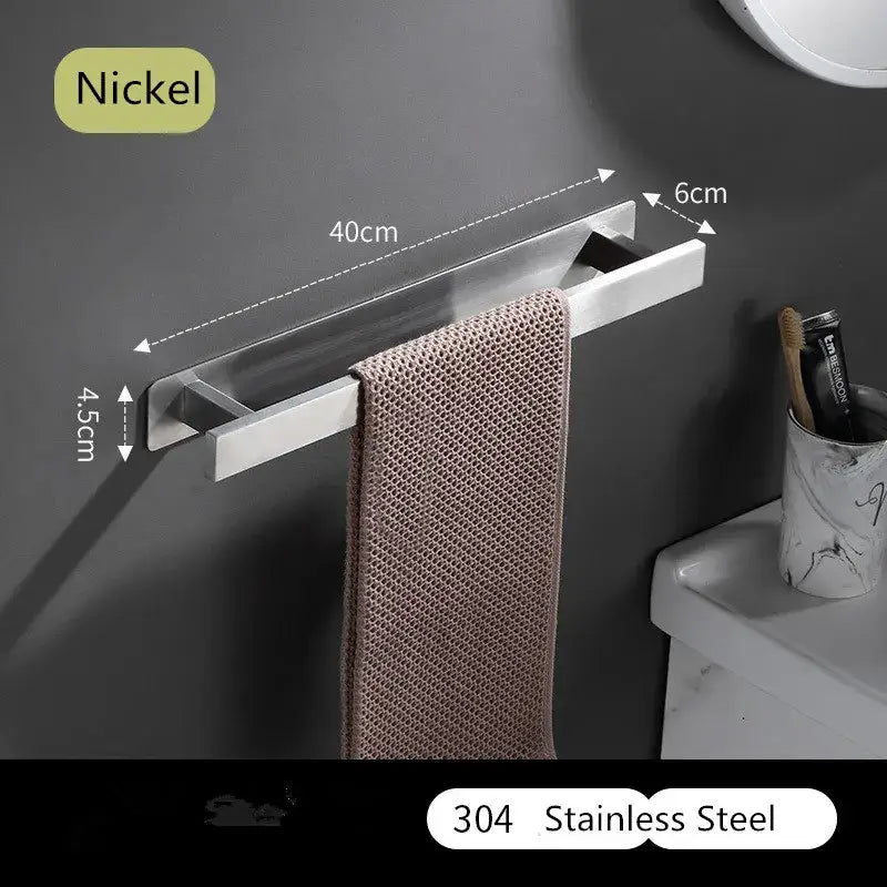 Nickel-finished 304 stainless steel towel rack with sleek modern design and storage compartment for decorbites black steel towel hanger