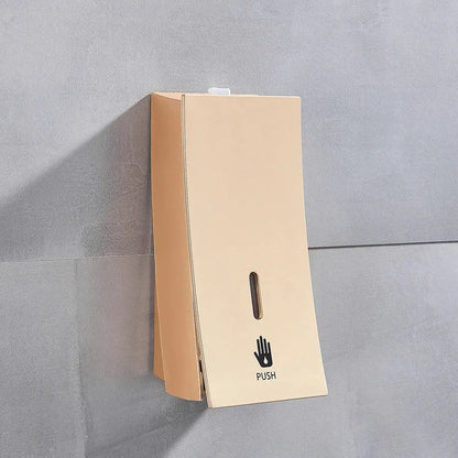 Beige wall-mounted soap dispenser with sleek minimalist design and black push icon for decorbites 450ml use