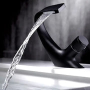 Modern matte black waterfall basin faucet with sleek design ideal for gray basin faucet and decorbites gray basin use