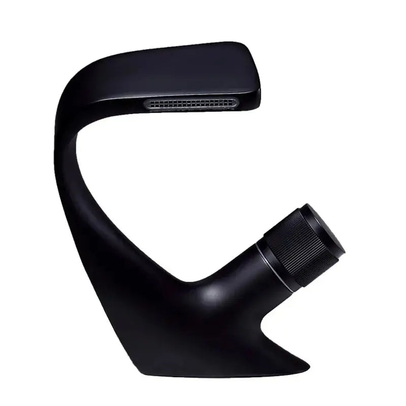Modern matte black waterfall basin faucet with sleek design and textured knob for decorbites gray basin bathroom sink tap