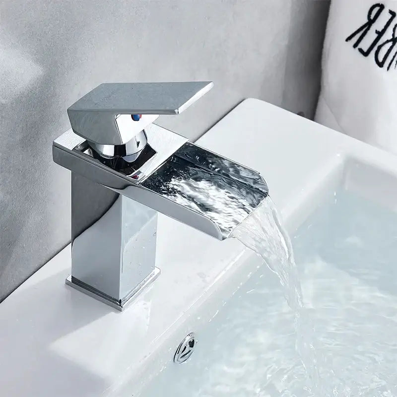 Modern chrome faucet mixer tap with waterfall spout design for basin faucet in bathroom vessel sink use