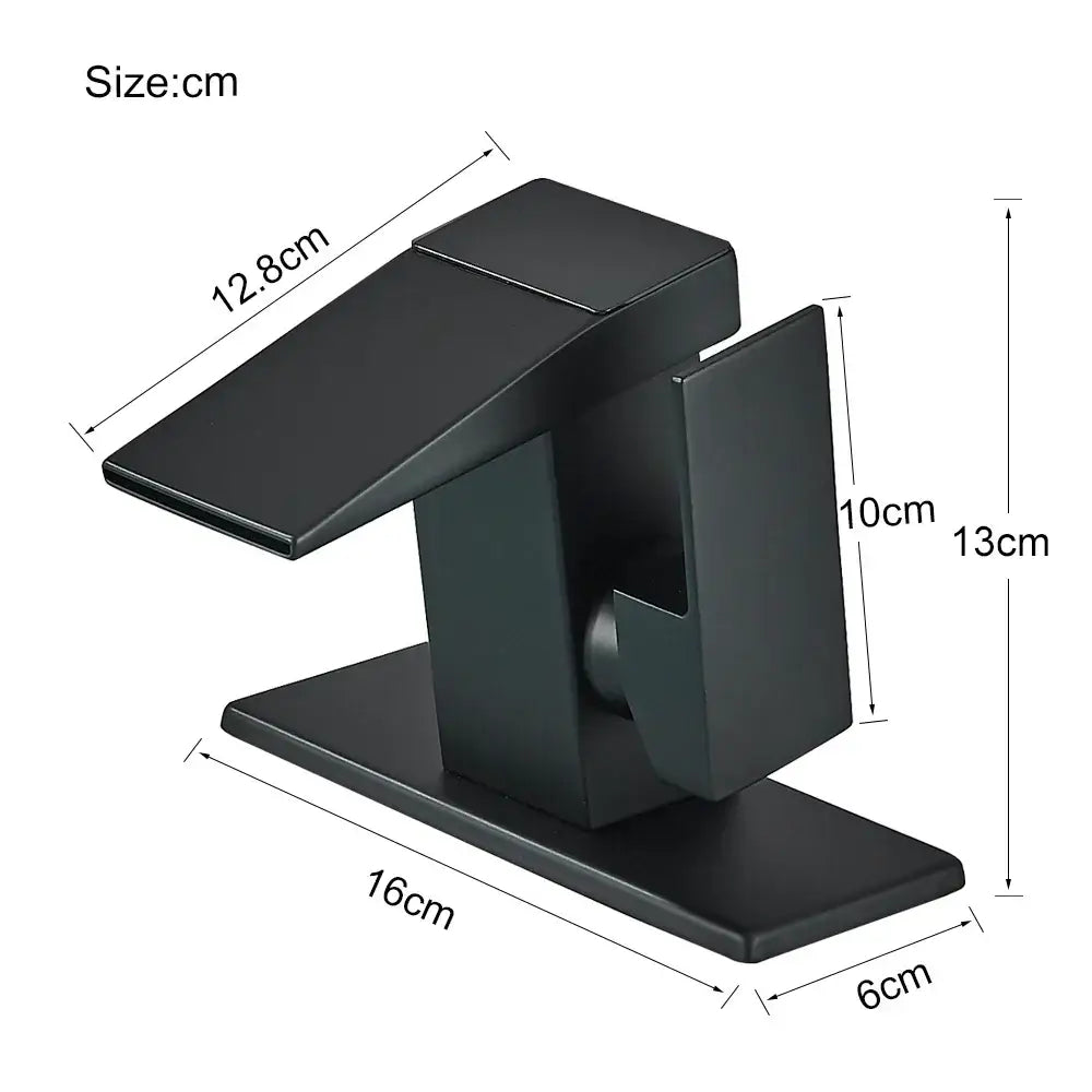 Black matte-finished modern door stop with sleek geometric design and integrated base for decorbites brass waterfall bathroom faucet temperature display