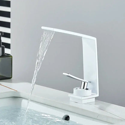 Modern white decorbites basin faucet with sleek minimalist design and chrome accents for bathroom use