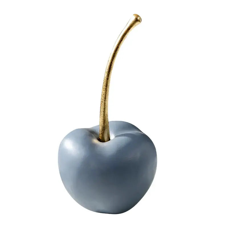 A sleek matte gray resin apple ornament with a polished gold stem for modern blue resin apple decor