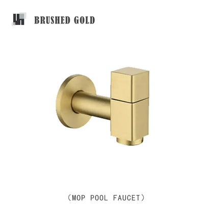 Modern matte brass black garden faucet with brushed gold mop spout and geometric design for brass black wall decorbites
