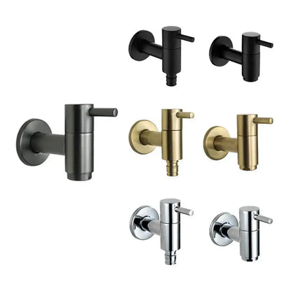 Set of modern garden faucet wall mount spouts in matte black brass black wall and polished chrome finishes by decorbites brass black