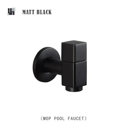 Modern matte brass black garden faucet with matte black square-designed mop pool faucet brass black wall mount spout