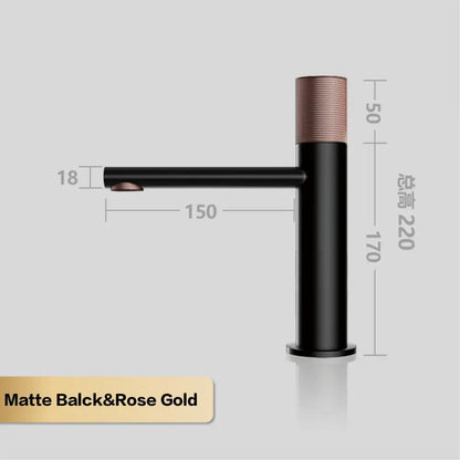 Modern matte bronze basin faucet kitchen fixture with matte black and rose gold finish and textured handles