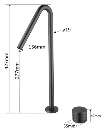 Modern matte brushed black basin faucet with curved spout and textured cylindrical handle for bathroom sink decorbites brushed black