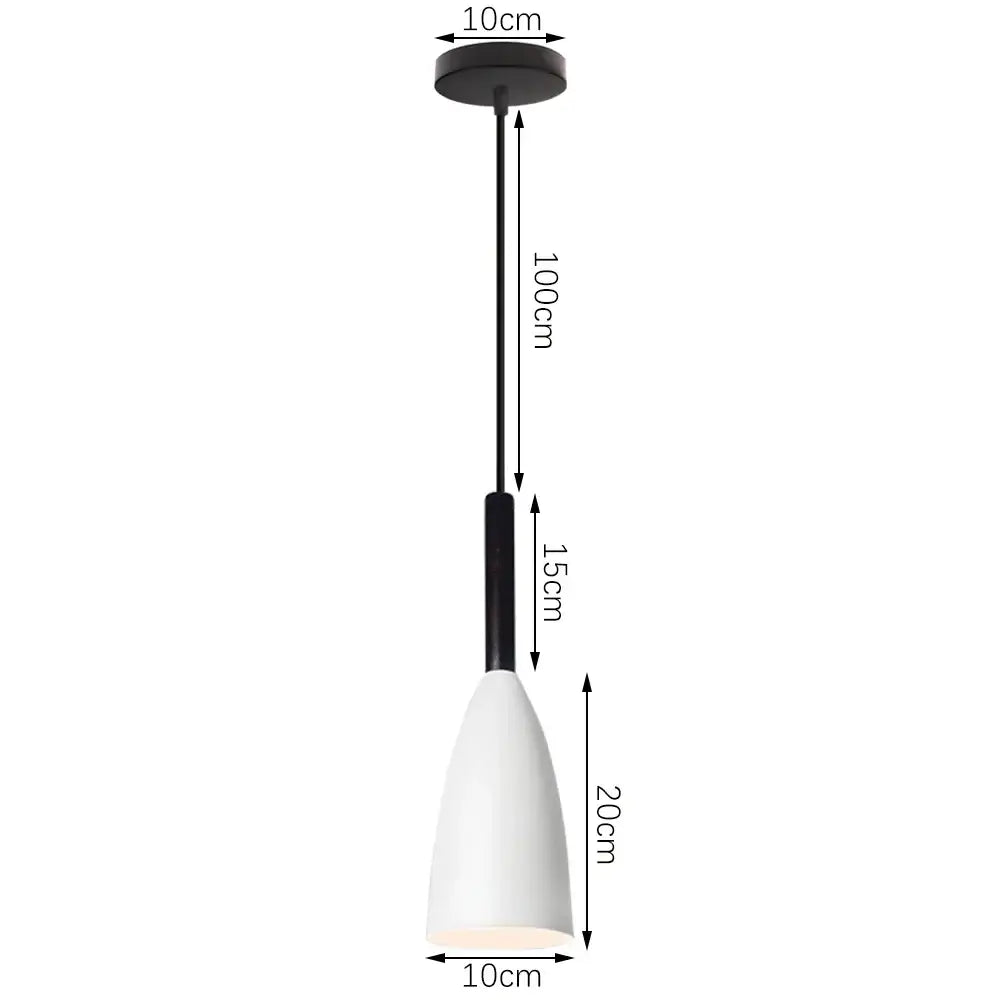 Modern matte colorful nordic pendant light with black metal rod and white conical shade for kitchen and dining room decorbites colorful nordic pendant