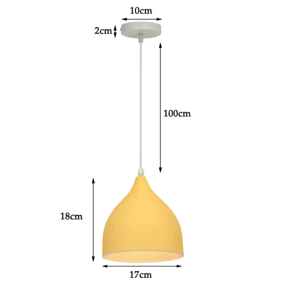 A modern matte yellow decorbites colorful nordic pendant light with sleek tapered design for kitchen and dining room decor