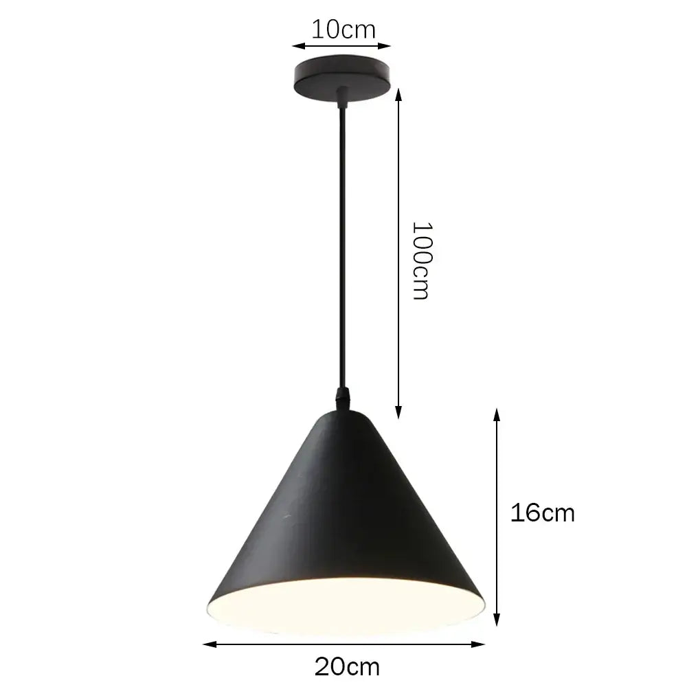 Black matte-finished conical pendant light with 10cm mount for kitchen decorbites colorful nordic pendant lighting