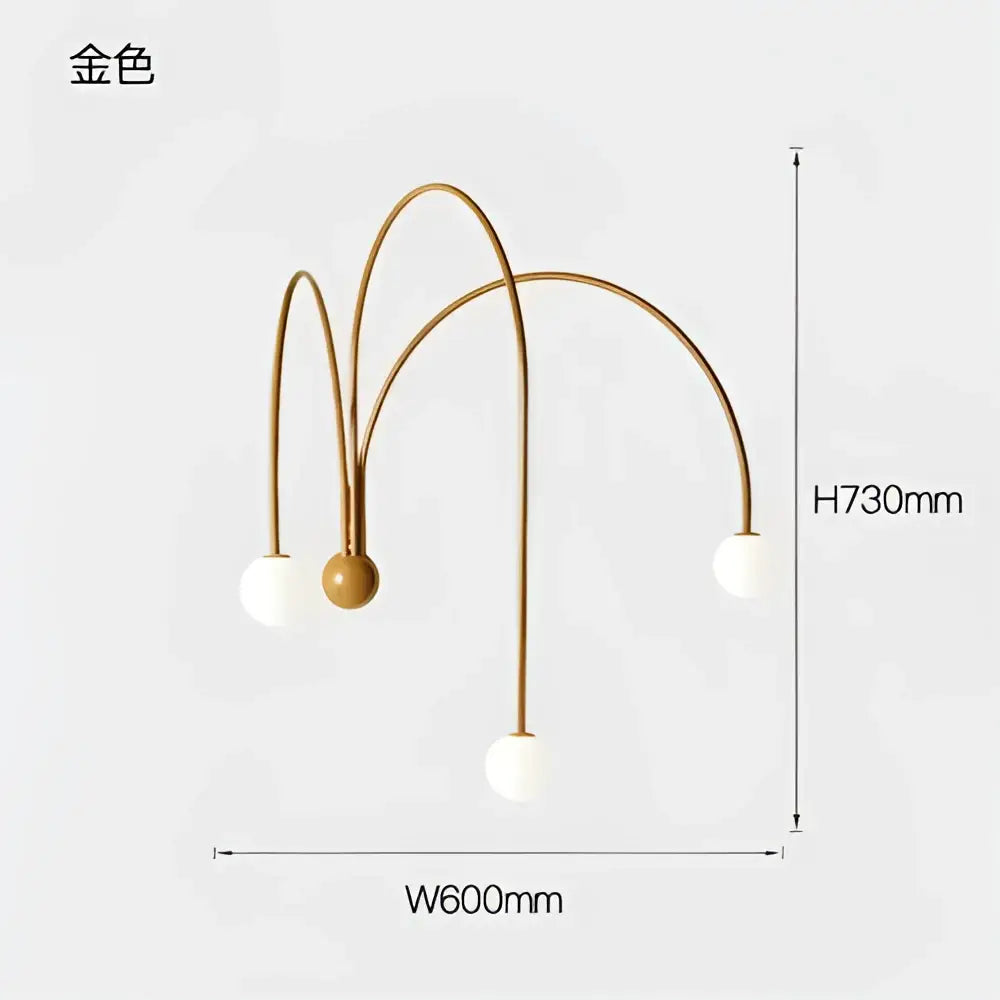 Modern matte copper glass ball wall lamp with gold curved arms and spherical shades for living room decorbites glass ball