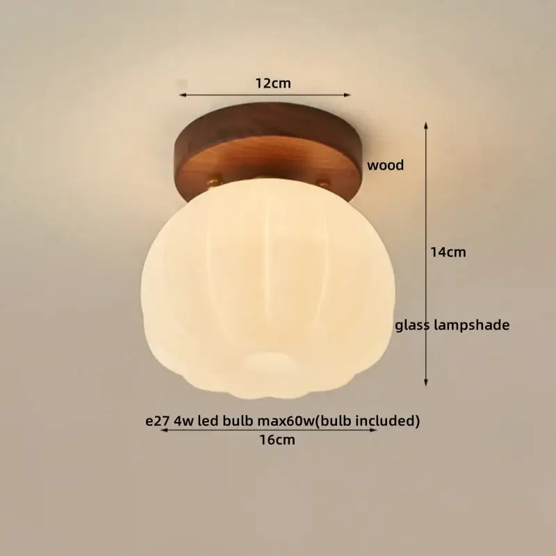 Modern matte dome ceiling lamp with rounded white glass shade and led wood canopy for rustic living room decorbites lighting