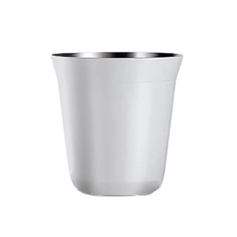White ceramic double walled espresso cup with shiny metallic rim from modern matte set of 6 kitchen tumblers
