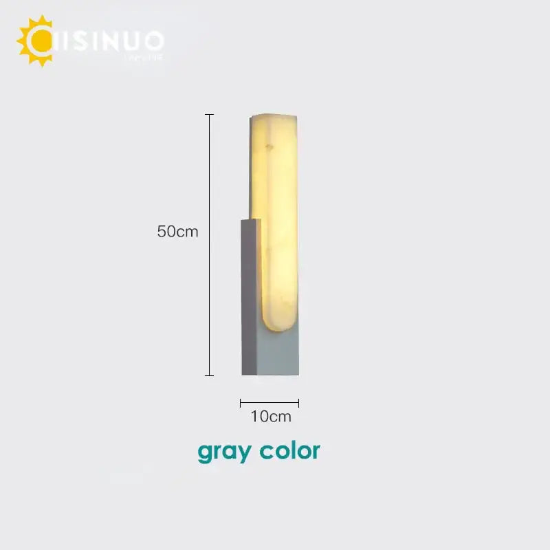 Modern matte gray and white 6＂led marble wall sconce with sleek rectangular design and warm yellow illumination