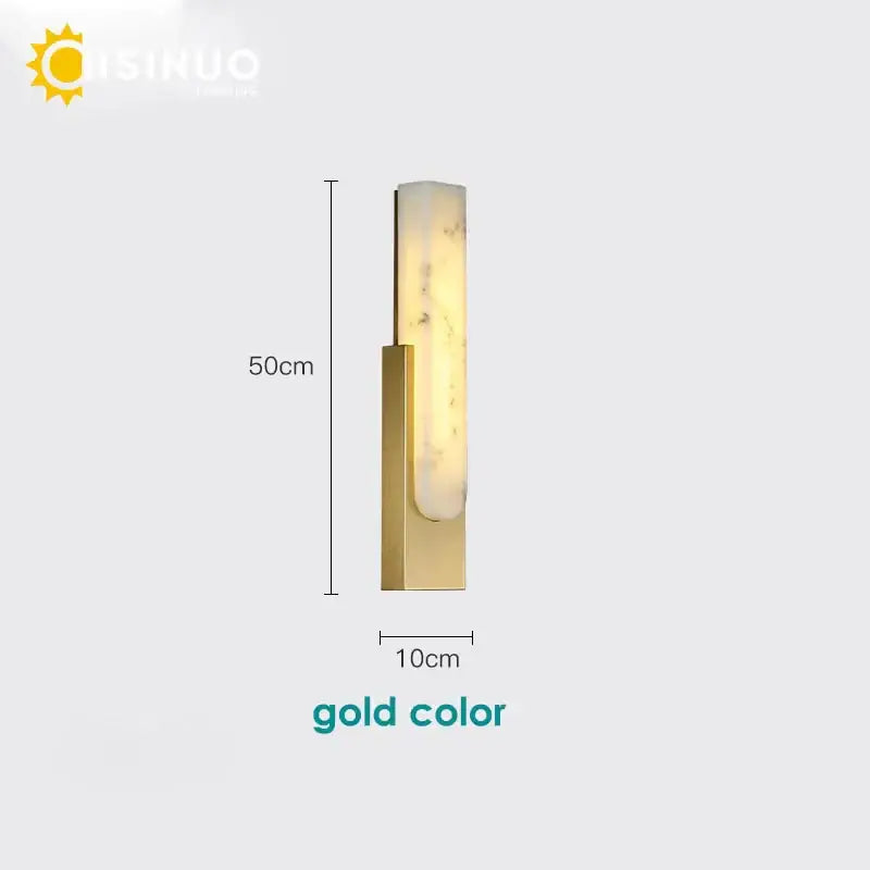 Modern gold wall sconce with brass base and translucent marble panel for living room 6＂led marble wall lighting