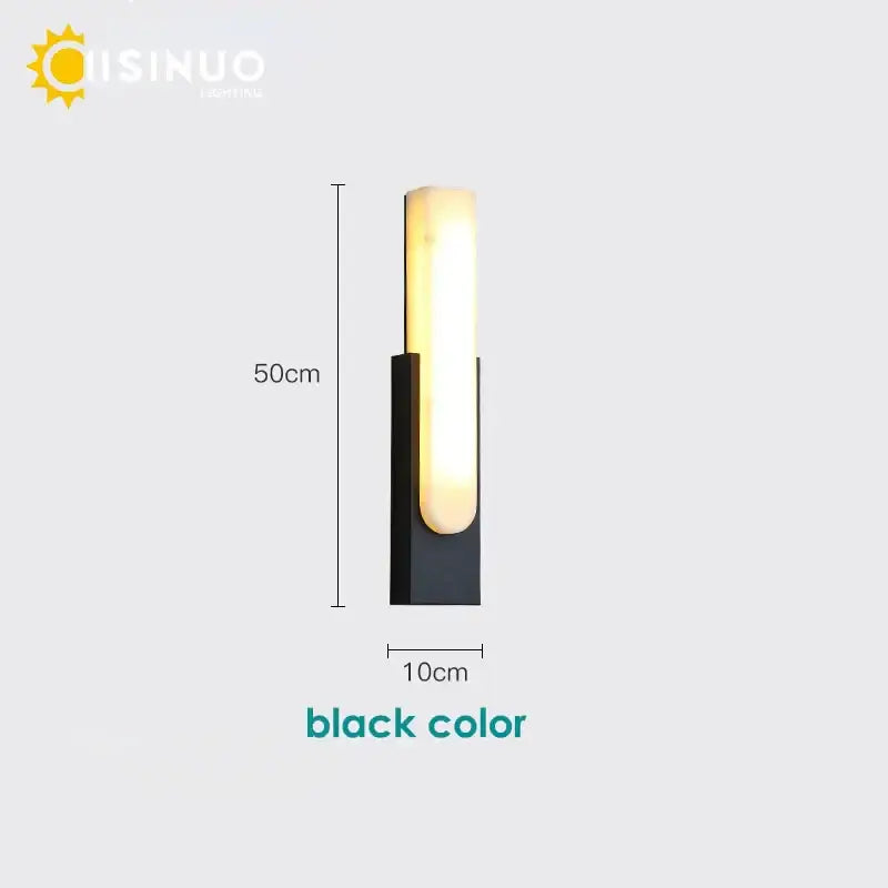 Black modern wall sconce with sleek rectangular design and warm glow for 6＂led marble wall living room light