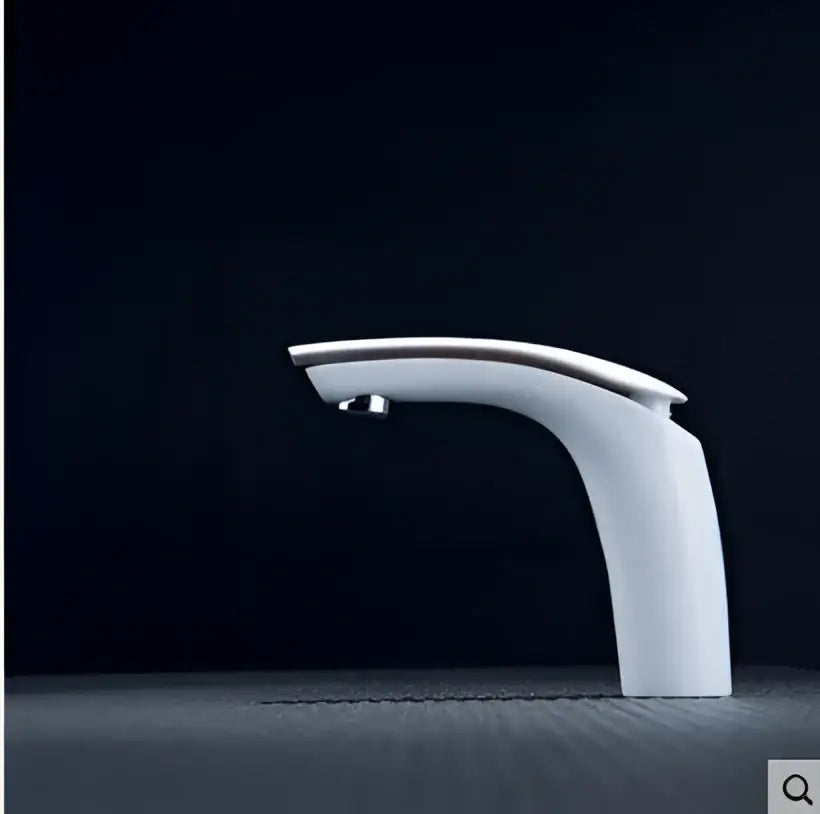 Modern matte gray brass baking finish basin faucet with sleek white ceramic and polished chrome accents by decorbites brass baking