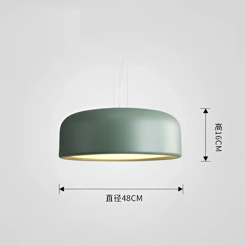 Modern matte sage green macaron ceiling chandelier with sleek circular design and warm interior glow for living room decorbites colorful macaron