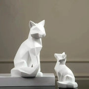 Modern matte white geometric fox sculpture with angular faceted design for decorbites geometric fox living room decor