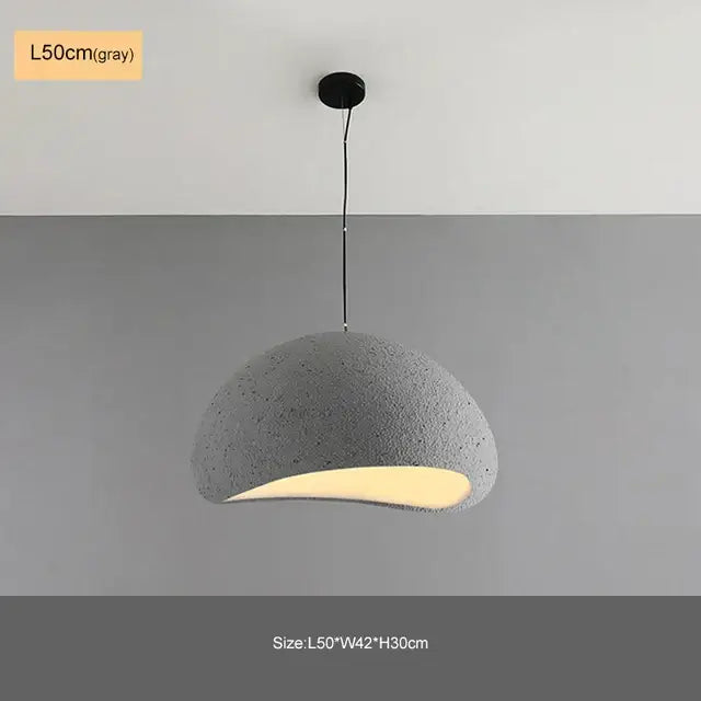 Modern matte white industrial wind chandelier featuring a gray textured dome pendant light with warm curved illumination