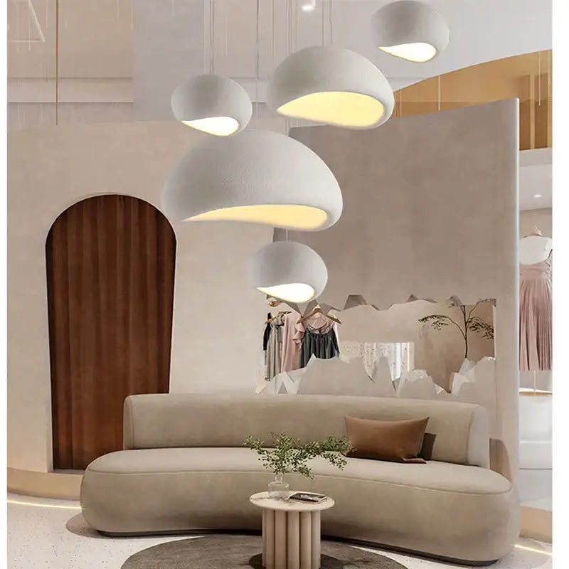 Modern matte white industrial wind chandelier pendant lights with cloud-like design for bedroom decorbites light industrial