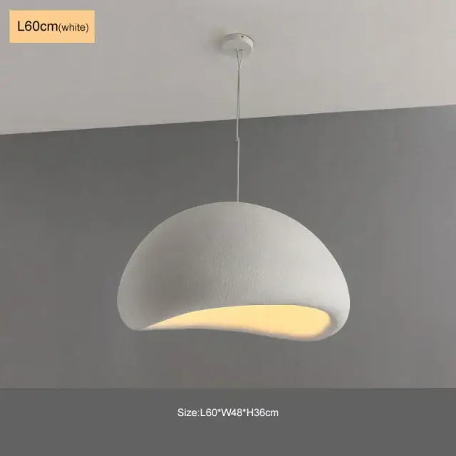 Modern matte white industrial wind chandelier with 60cm dome pendant light featuring a soft textured surface and warm glow