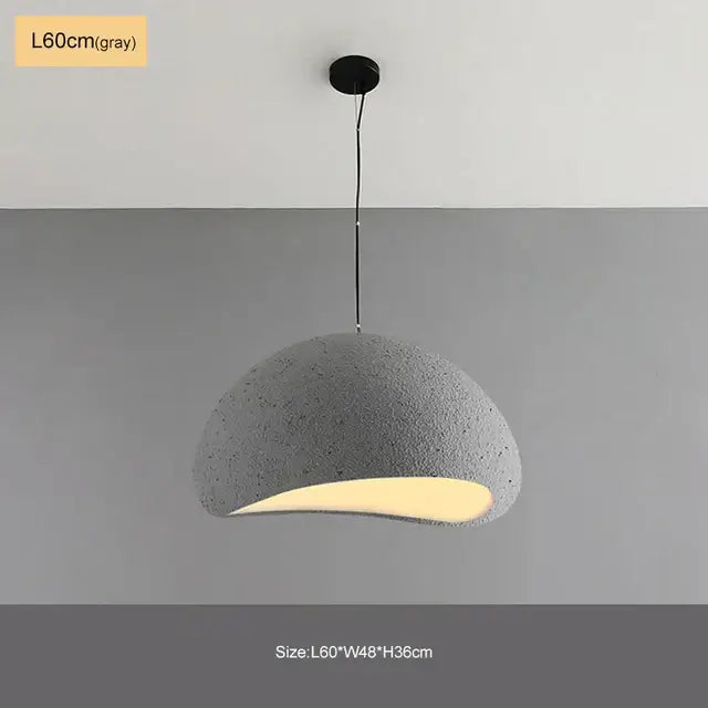 Modern matte white industrial wind chandelier featuring a gray textured dome pendant light with warm curved illumination