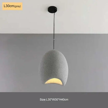 Modern matte white industrial wind chandelier bedroom pendant light with a gray textured egg-shaped pendant emitting warm glow