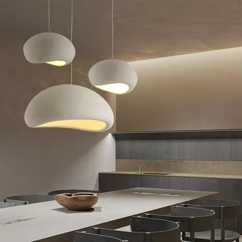 Three modern matte white industrial wind chandelier pendant lights with soft diffused glow for bedroom decorbites light industrial