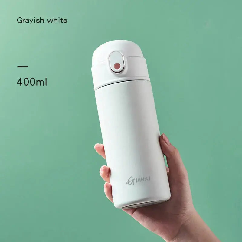 Grayish white 400ml decorbites insulated stainless steel thermos bottle with minimalist design for kitchen use