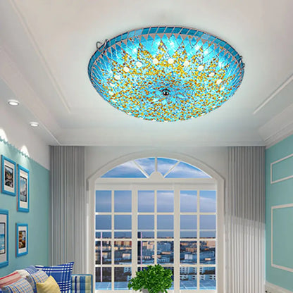 DecorBites™ DecorBites™ Modern Mediterranean Rhombus Flush Mount Spotlight LED Flushmount Lighting for Living Room - 12"/16"/19.5" - White, Yellow, Blue Cut Glass