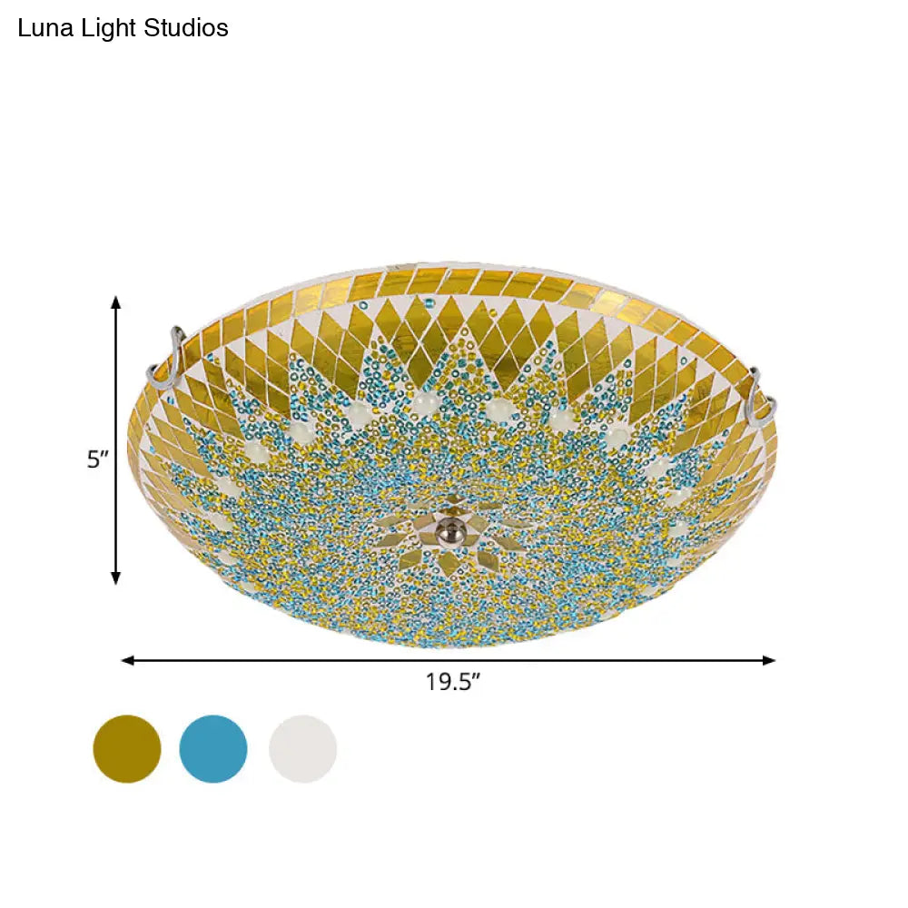 DecorBites™ DecorBites™ Modern Mediterranean Rhombus Flush Mount Spotlight LED Flushmount Lighting for Living Room - 12"/16"/19.5" - White, Yellow, Blue Cut Glass