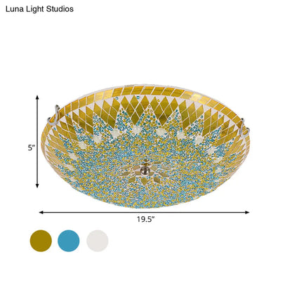 DecorBites™ DecorBites™ Modern Mediterranean Rhombus Flush Mount Spotlight LED Flushmount Lighting for Living Room - 12"/16"/19.5" - White, Yellow, Blue Cut Glass