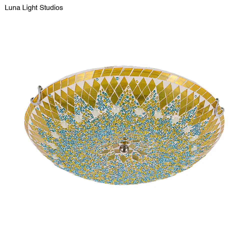 DecorBites™ DecorBites™ Modern Mediterranean Rhombus Flush Mount Spotlight LED Flushmount Lighting for Living Room - 12"/16"/19.5" - White, Yellow, Blue Cut Glass