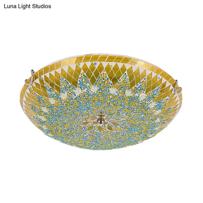 DecorBites™ DecorBites™ Modern Mediterranean Rhombus Flush Mount Spotlight LED Flushmount Lighting for Living Room - 12"/16"/19.5" - White, Yellow, Blue Cut Glass