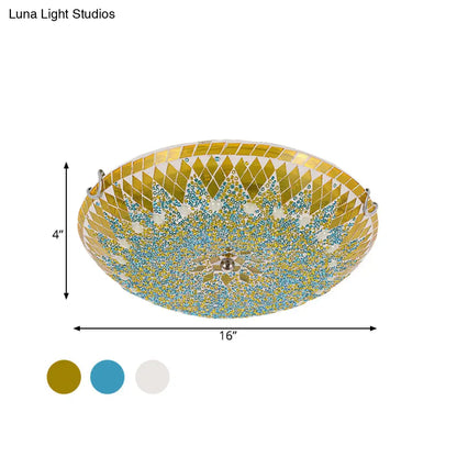 DecorBites™ DecorBites™ Modern Mediterranean Rhombus Flush Mount Spotlight LED Flushmount Lighting for Living Room - 12"/16"/19.5" - White, Yellow, Blue Cut Glass