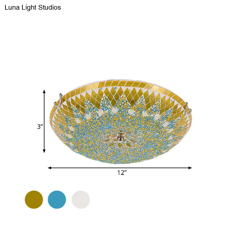 DecorBites™ DecorBites™ Modern Mediterranean Rhombus Flush Mount Spotlight LED Flushmount Lighting for Living Room - 12"/16"/19.5" - White, Yellow, Blue Cut Glass