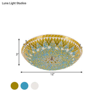 DecorBites™ DecorBites™ Modern Mediterranean Rhombus Flush Mount Spotlight LED Flushmount Lighting for Living Room - 12"/16"/19.5" - White, Yellow, Blue Cut Glass