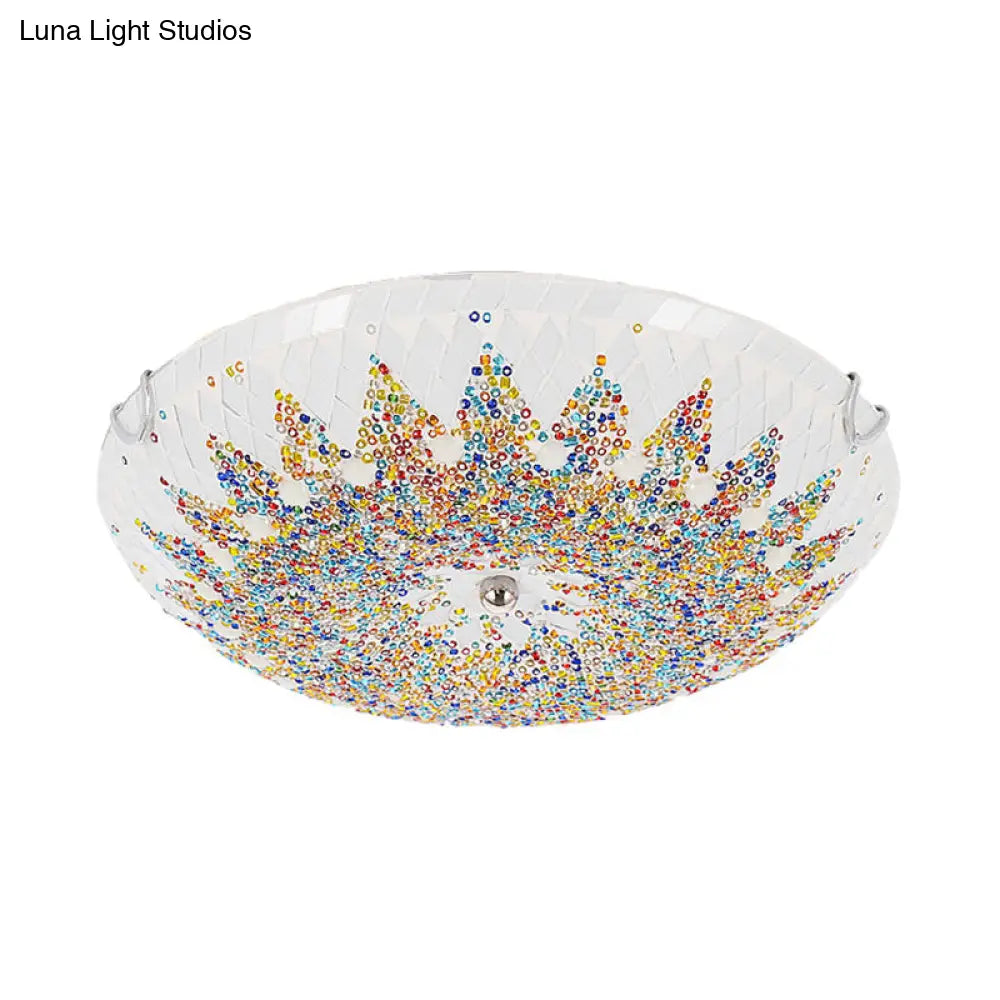 DecorBites™ DecorBites™ Modern Mediterranean Rhombus Flush Mount Spotlight LED Flushmount Lighting for Living Room - 12"/16"/19.5" - White, Yellow, Blue Cut Glass