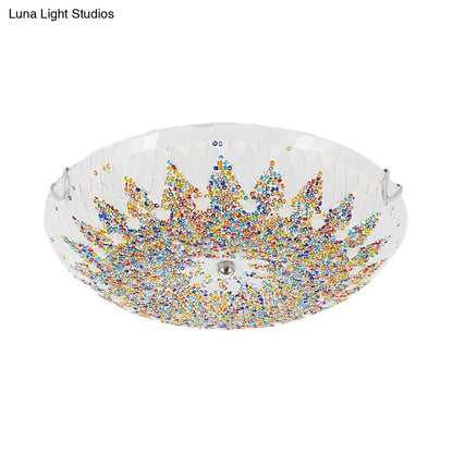 DecorBites™ DecorBites™ Modern Mediterranean Rhombus Flush Mount Spotlight LED Flushmount Lighting for Living Room - 12"/16"/19.5" - White, Yellow, Blue Cut Glass